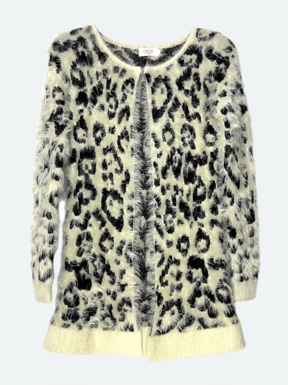 90s Caché Boutique Opulent Fuzzy Leopard Cardigan Sweater Luxe Y2K Indie Sleek S